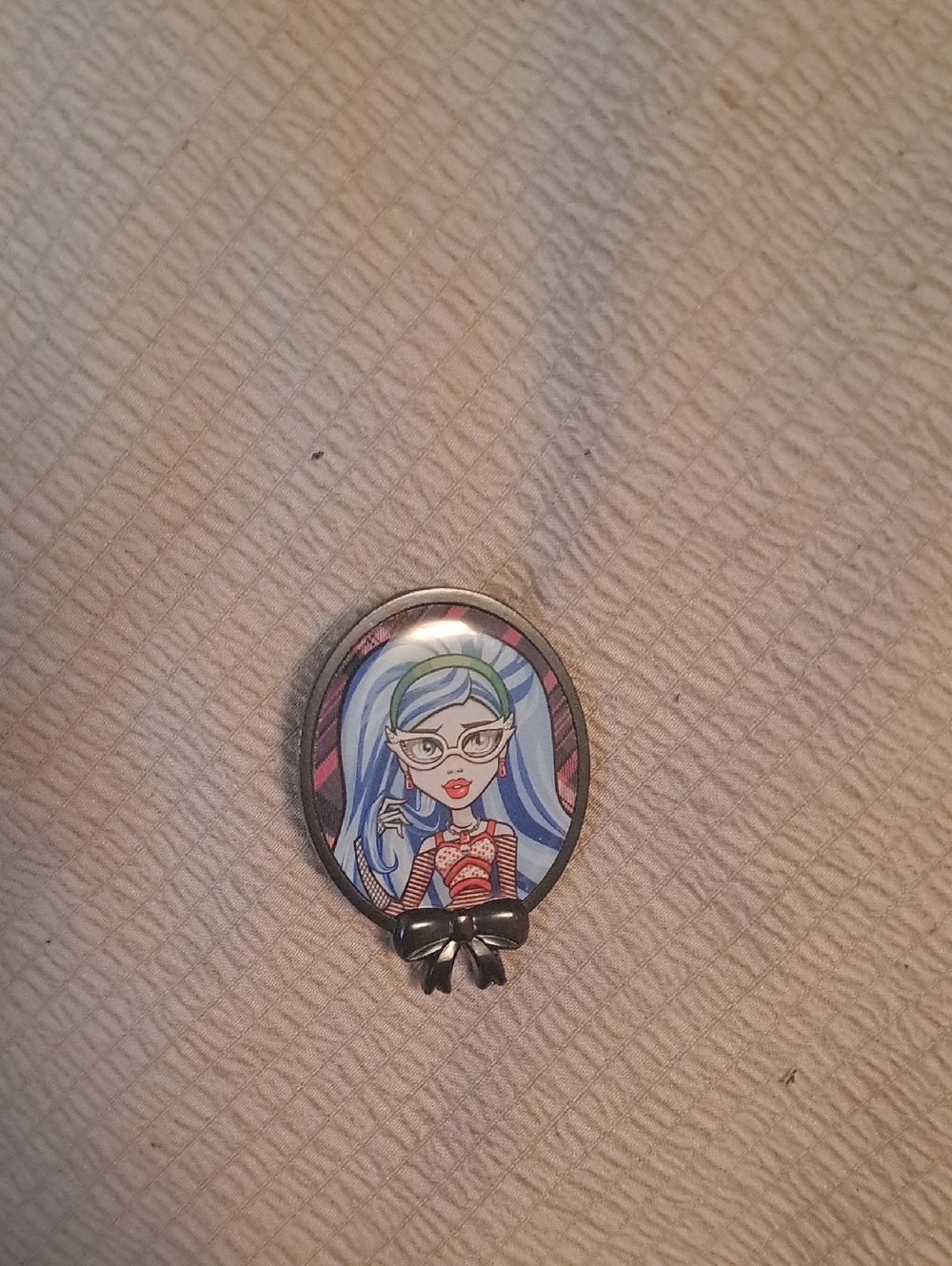 Cute Blue-Haired Character Pin with Bow